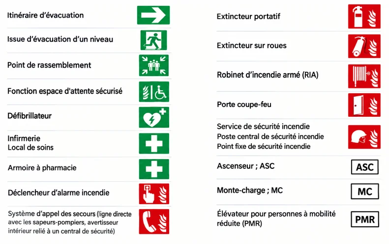 Pictogrammes et couleurs normalisés