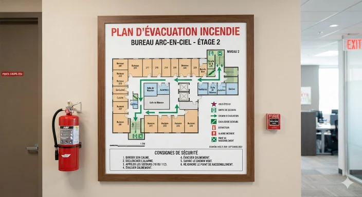 Plan évacuation incendie : conformité NF X08-070