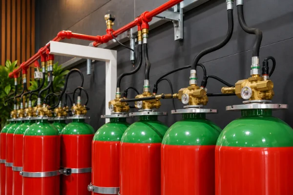 Local technique avec bouteilles de CO2 pour extinction gaz