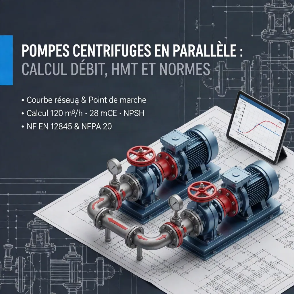 Pompes centrifuges en parallèle : doublent-elles le débit ? Calcul, HMT et normes