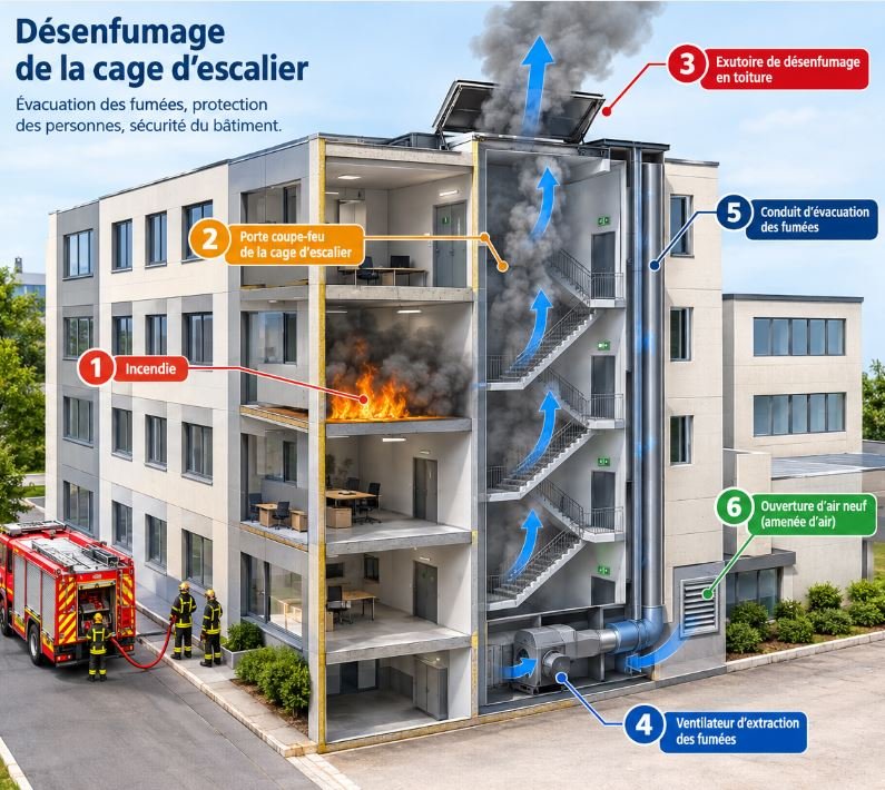 désenfumage d’une cage d’escalier